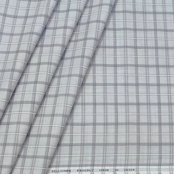 Shirt Fabric ManTire Cotton Blended Linen Look Check Colour Light Grey