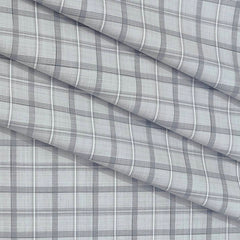 Shirt Fabric ManTire Cotton Blended Linen Look Check Colour Light Grey