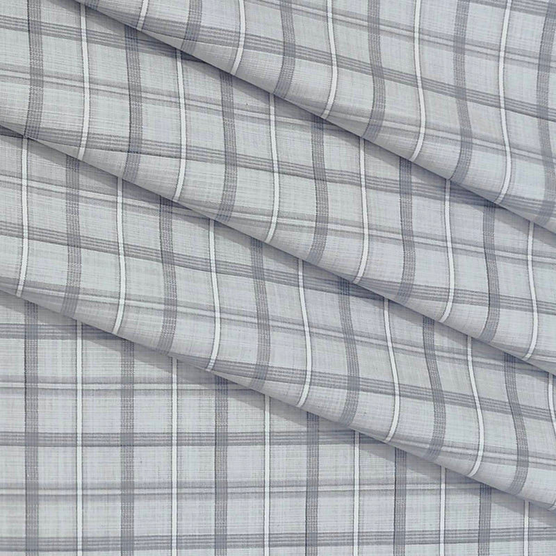 Shirt Fabric ManTire Cotton Blended Linen Look Check Colour Light Grey