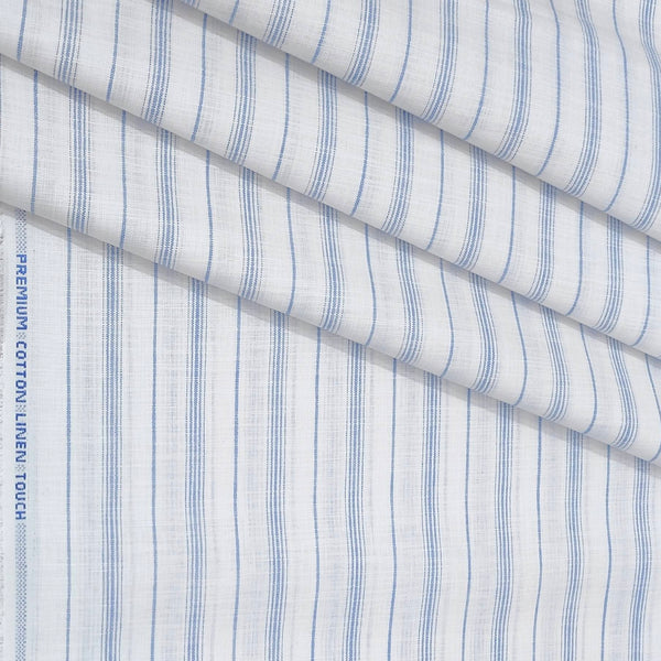 Shirt Fabric ManTire Cotton Blended Linen Look Lining Colour Blue N White