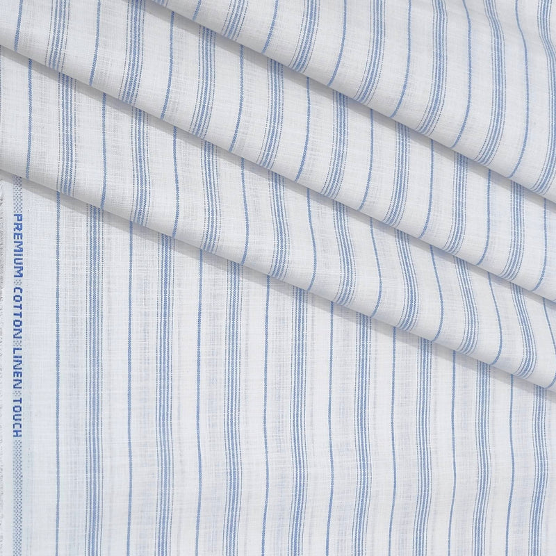 Shirt Fabric ManTire Cotton Blended Linen Look Lining Colour Blue N White