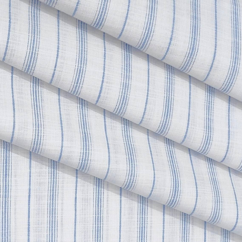 Shirt Fabric ManTire Cotton Blended Linen Look Lining Colour Blue N White