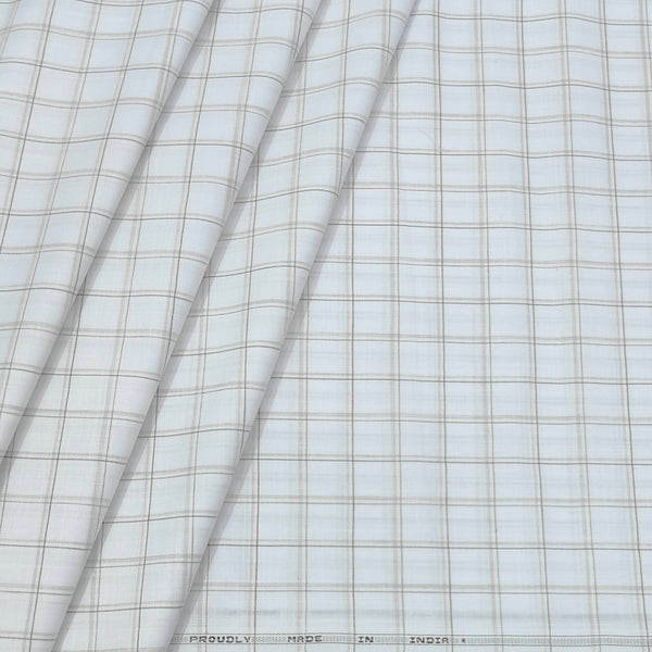 Shirt Fabric ManTire Cotton Blended Linen Look Check Colour Brown N White