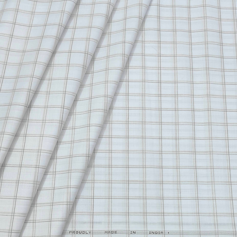 Shirt Fabric ManTire Cotton Blended Linen Look Check Colour Brown N White