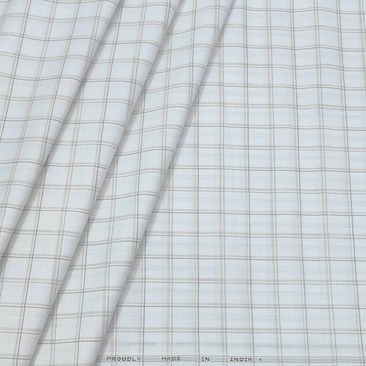 Shirt Fabric ManTire Cotton Blended Linen Look Check Colour Brown N White