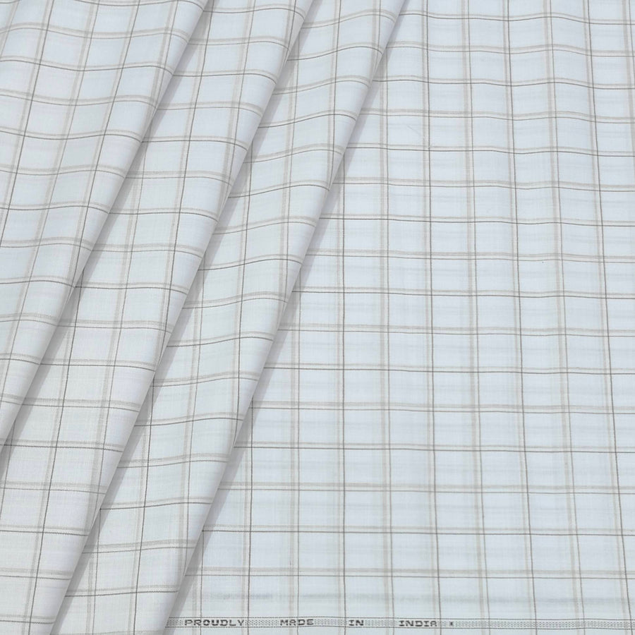 Shirt Fabric ManTire Cotton Blended Linen Look Check Colour Brown N White