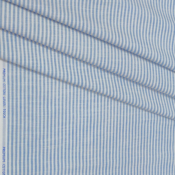 Shirt Fabric ManTire Cotton Blended Linen Look Lining Colour Blue N White