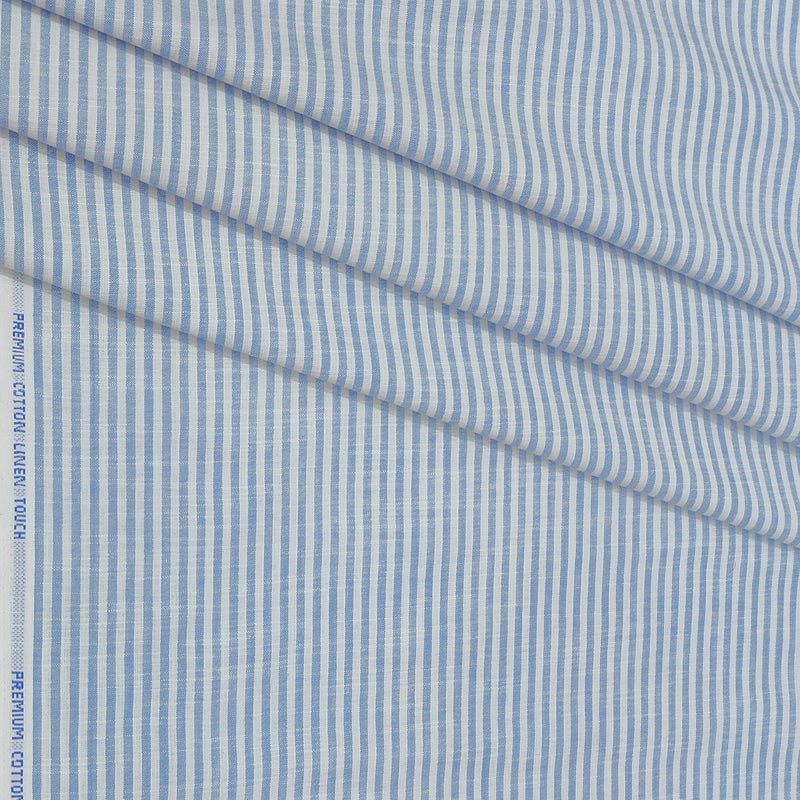 Shirt Fabric ManTire Cotton Blended Linen Look Lining Colour Blue N White