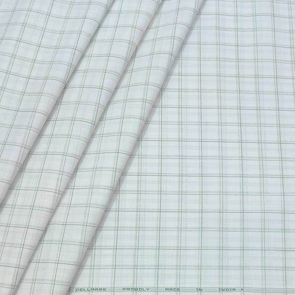 Shirt Fabric ManTire Cotton Blended Linen Look Check Colour Green N White