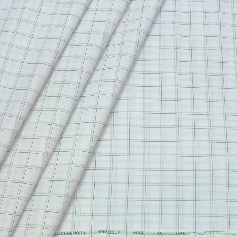 Shirt Fabric ManTire Cotton Blended Linen Look Check Colour Green N White