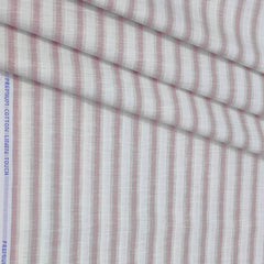 Shirt Fabric ManTire Cotton Blended Linen Look Broad Lining Colour Light Pink N White