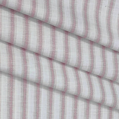 Shirt Fabric ManTire Cotton Blended Linen Look Broad Lining Colour Light Pink N White