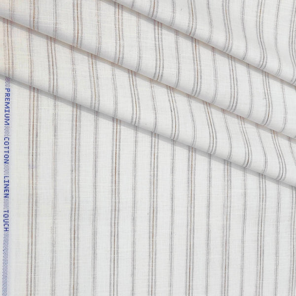 Shirt Fabric ManTire Cotton Blended Linen Look Broad Lining Colour Dull Brown N White