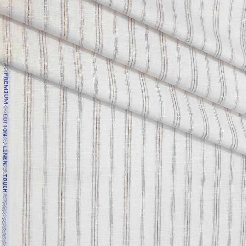 Shirt Fabric ManTire Cotton Blended Linen Look Broad Lining Colour Dull Brown N White