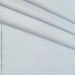 Shirt Fabric ManTire Cotton Blended Linen Look Pin Lining Colour Light Blue N White