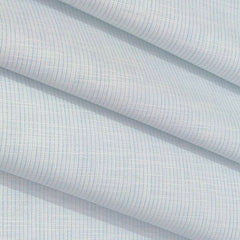 Shirt Fabric ManTire Cotton Blended Linen Look Pin Lining Colour Light Blue N White