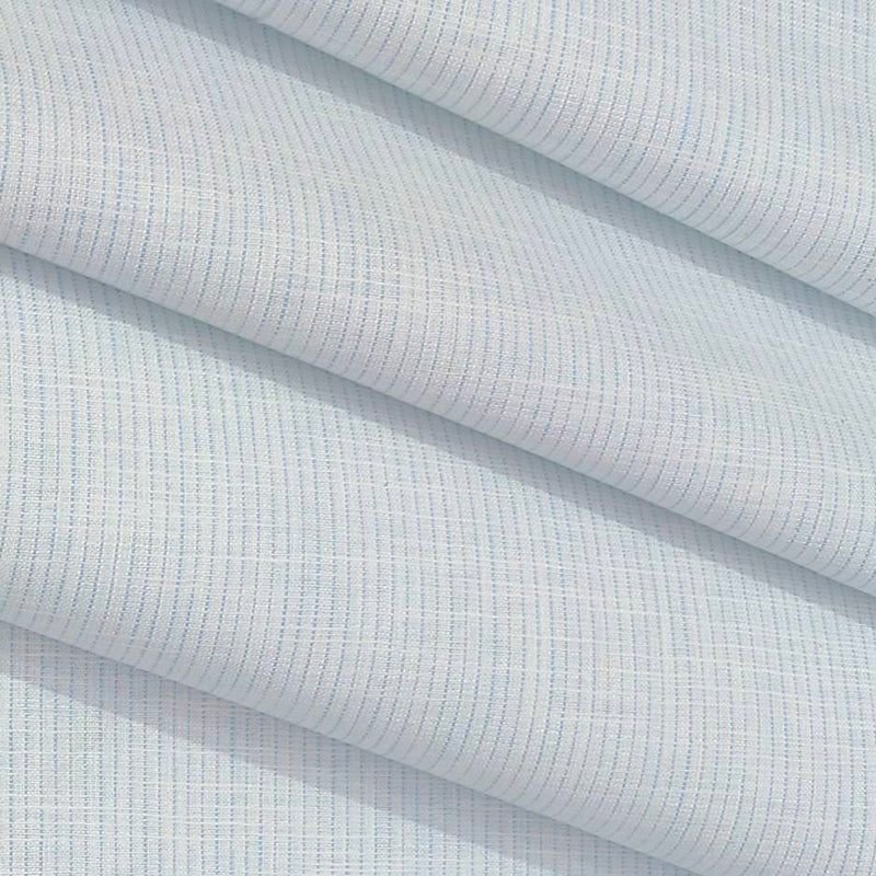 Shirt Fabric ManTire Cotton Blended Linen Look Pin Lining Colour Light Blue N White