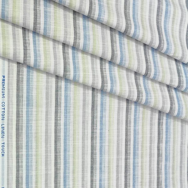 Shirt Fabric ManTire Cotton Blended Linen Look Lining Colour Grey, Green, N White