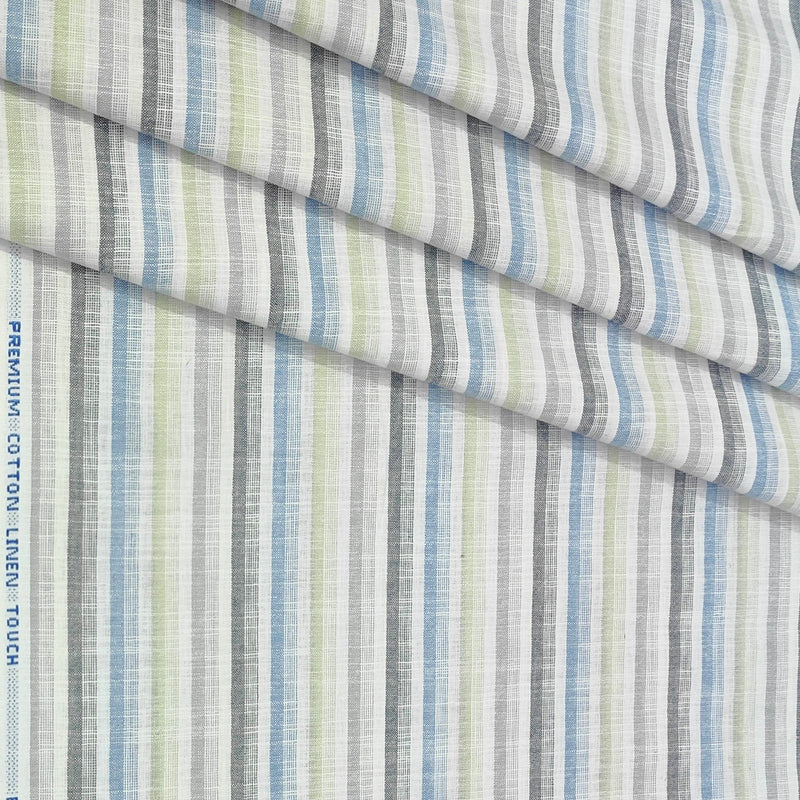 Shirt Fabric ManTire Cotton Blended Linen Look Lining Colour Grey, Green, N White