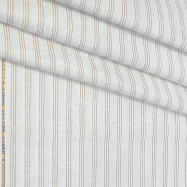 Shirt Fabric ManTire Cotton Blended Linen Look Lining Colour Brown N White