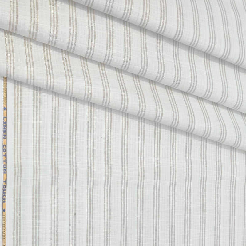 Shirt Fabric ManTire Cotton Blended Linen Look Lining Colour Brown N White