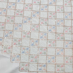 Kurta Fabric ManTire Designer Silk Embroidery Colour White