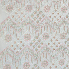 Kurta Fabric ManTire Designer Silk Embroidery Colour Off White