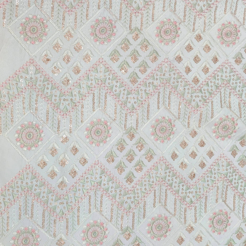 Kurta Fabric ManTire Designer Silk Embroidery Colour Off White