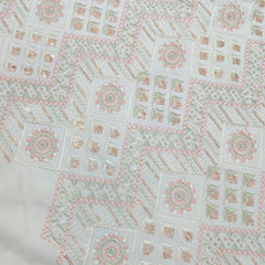 Kurta Fabric ManTire Designer Silk Embroidery Colour Off White