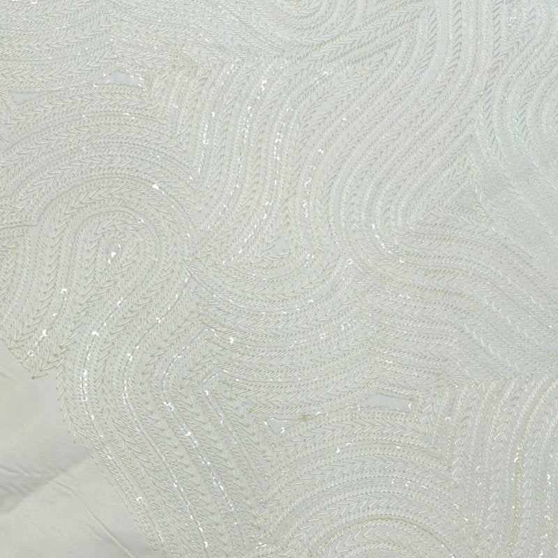 Kurta Fabric ManTire Designer Silk Embroidery Colour Off White