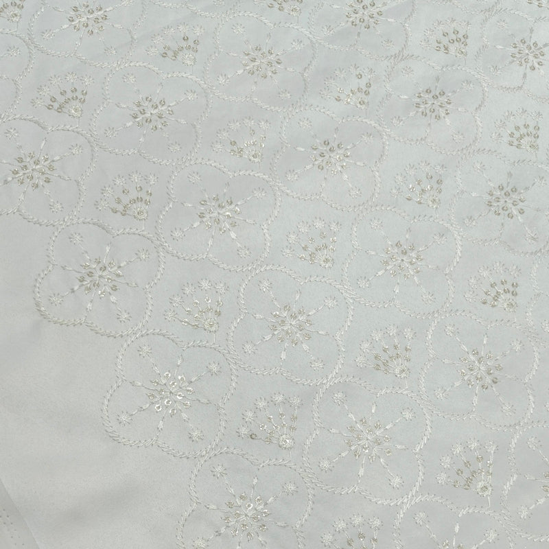 Kurta Fabric ManTire Designer Silk Embroidery Colour Off White