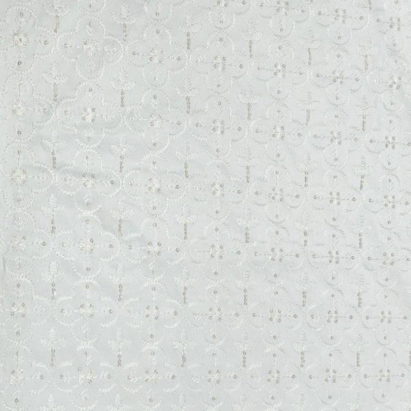 Kurta Fabric ManTire Designer Silk Embroidery Colour Off White