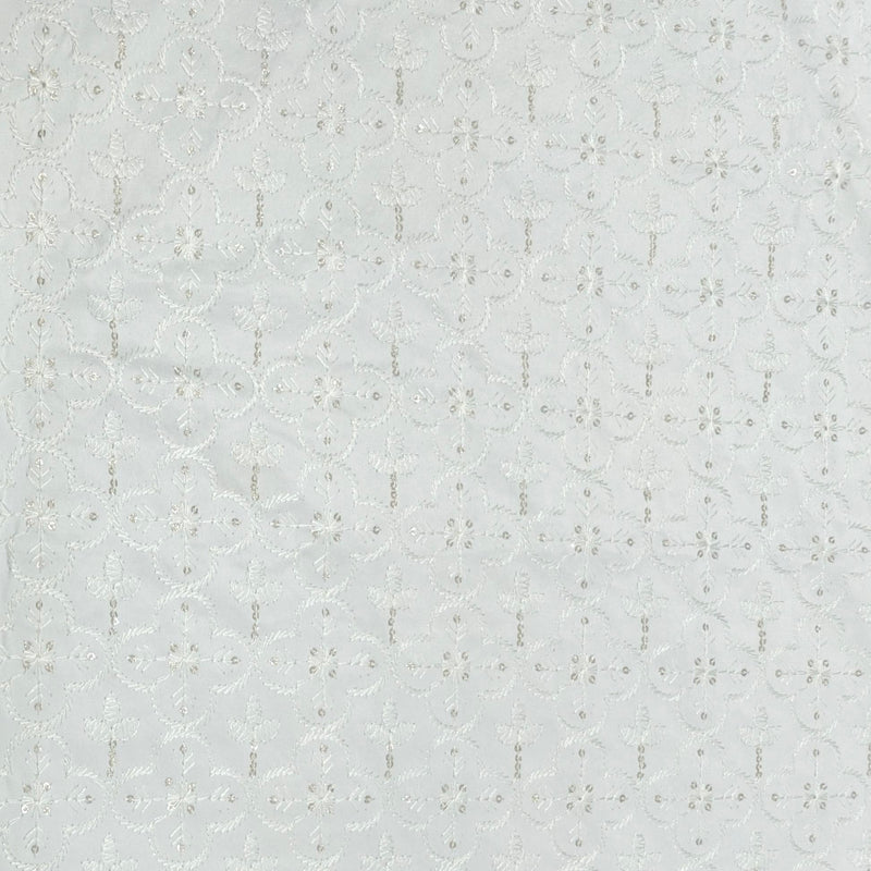 Kurta Fabric ManTire Designer Silk Embroidery Colour Off White