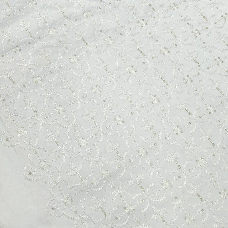 Kurta Fabric ManTire Designer Silk Embroidery Colour Off White