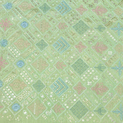 Kurta Fabric ManTire Designer Silk Embroidery Colour Light Green