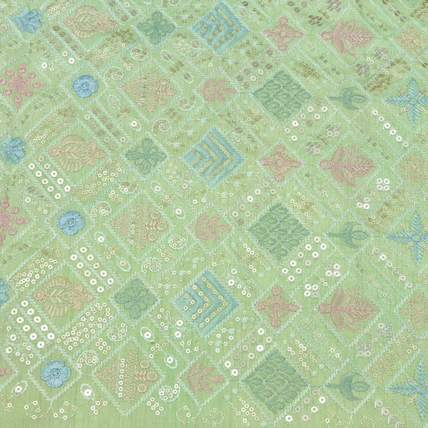 Kurta Fabric ManTire Designer Silk Embroidery Colour Light Green