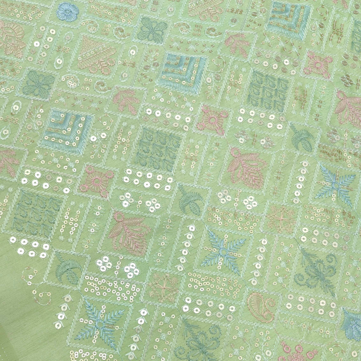 Kurta Fabric ManTire Designer Silk Embroidery Colour Light Green