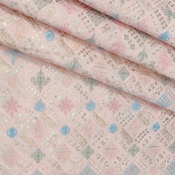 Kurta Fabric ManTire Designer Silk Embroidery Colour Pastel Pink