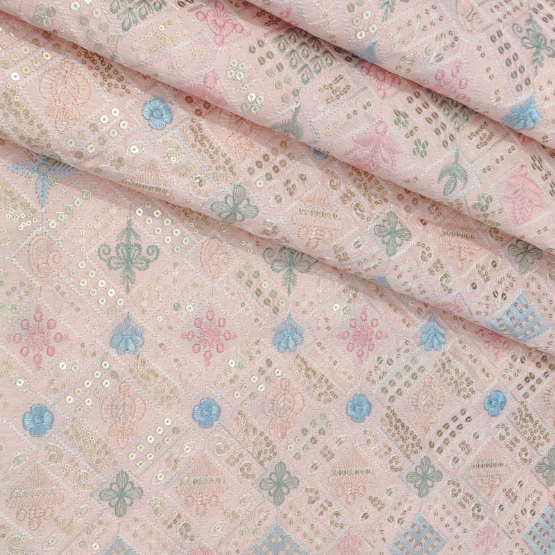 Kurta Fabric ManTire Designer Silk Embroidery Colour Pastel Pink