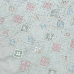 Kurta Fabric ManTire Designer Silk Embroidery Colour Pink N Off White