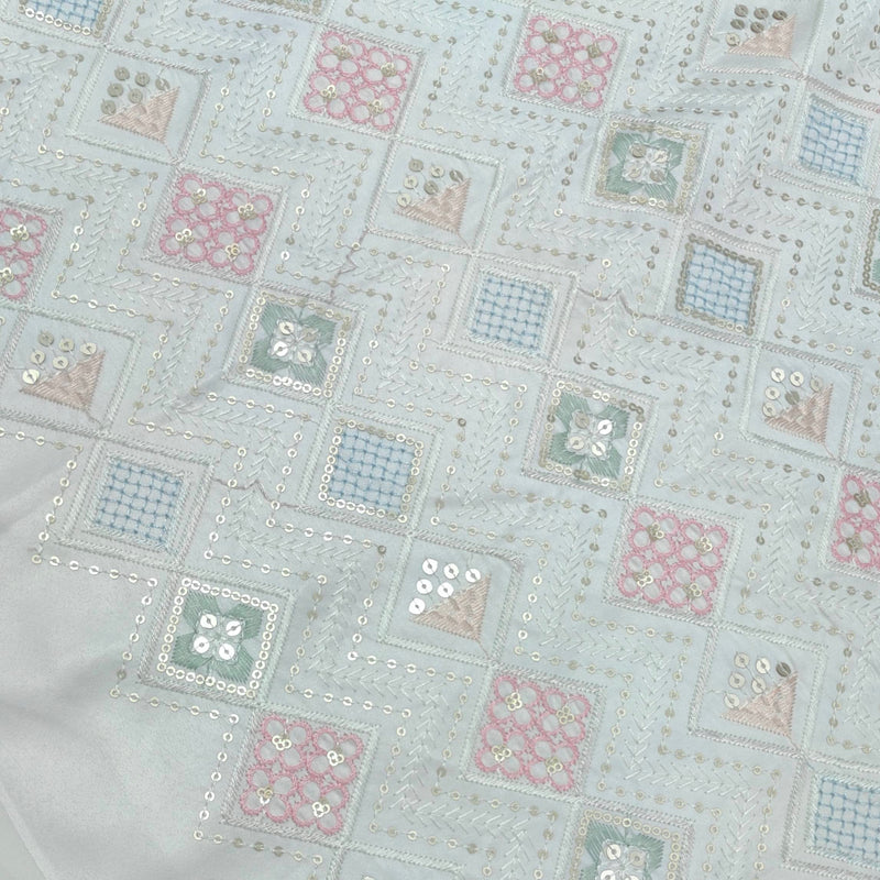 Kurta Fabric ManTire Designer Silk Embroidery Colour Pink N Off White