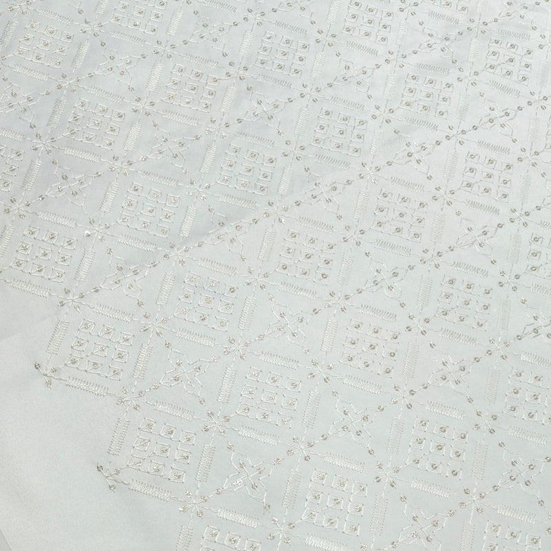 Kurta Fabric ManTire Designer Silk Embroidery Colour Off White