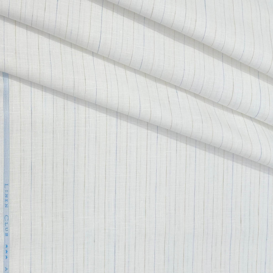 Shirt Fabric Linen Club Pure Linen 80Lea×80Lea Lining Colour Brown N Blue