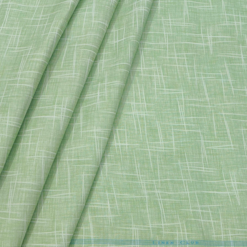 Shirt Fabric Linen Club Linen Blended Printed Colour Tea Green