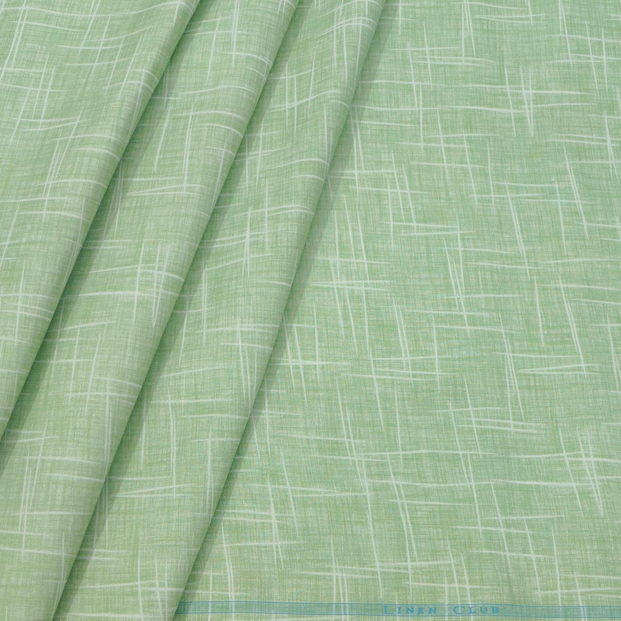 Shirt Fabric Linen Club Linen Blended Printed Colour Tea Green