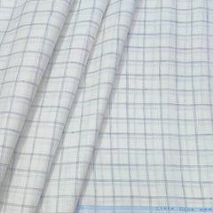 Shirt & Kurta Fabric Linen Club Pure Linen Check Colour Light Grey N White