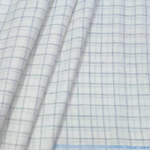 Shirt & Kurta Fabric Linen Club Pure Linen Check Colour Light Grey N White
