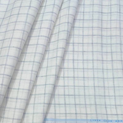 Shirt Fabric Linen Club Pure Linen Check Colour Light Grey N White
