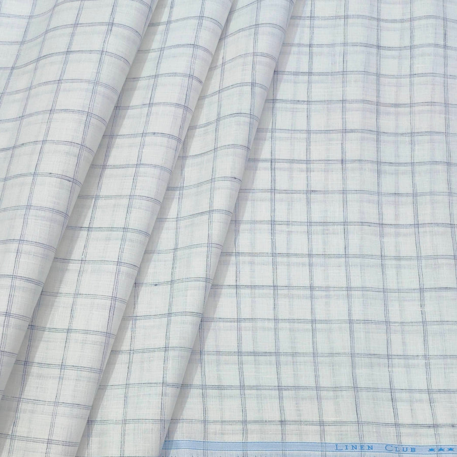 Shirt Fabric Linen Club Pure Linen Check Colour Light Grey N White