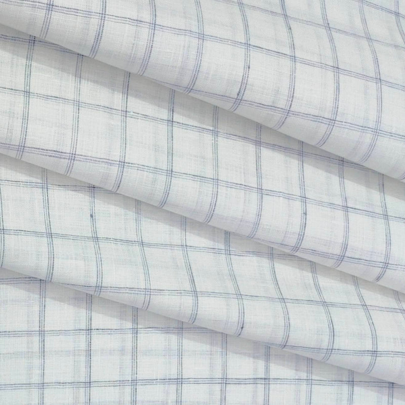 Shirt & Kurta Fabric Linen Club Pure Linen Check Colour Light Grey N White